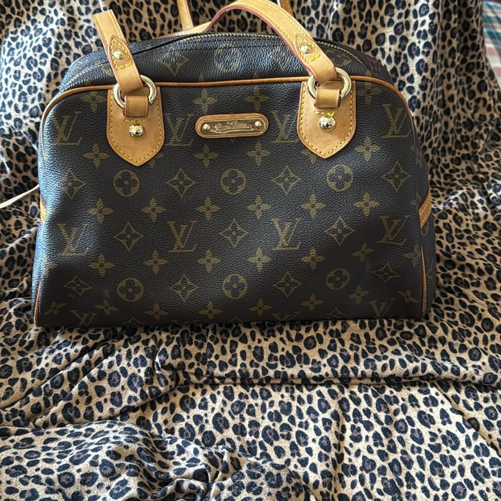 Louis Vuitton Monogram Black and Tan Satchel
